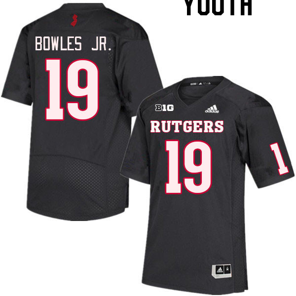 Youth #19 Todd Bowles Jr. Rutgers Scarlet Knights College Football Jerseys Stitched Sale-Black - Click Image to Close